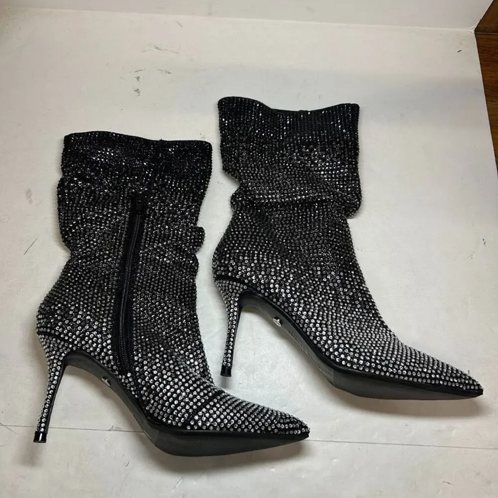 Thalia Sodi Womens 7.5 M Black Ombre Rhinestone Raquell Boots DISPLAY QI7